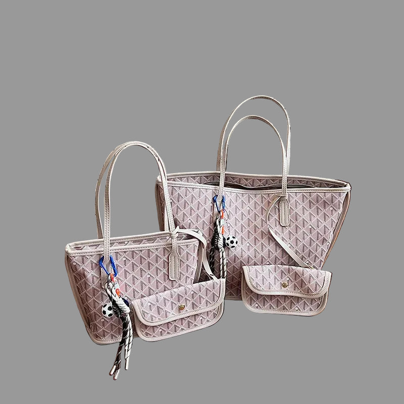 Large Capacity PU Zipper Portable Tote Bag Polyester New Casual Commuting Fashionable Simple Shoulder European American .1807