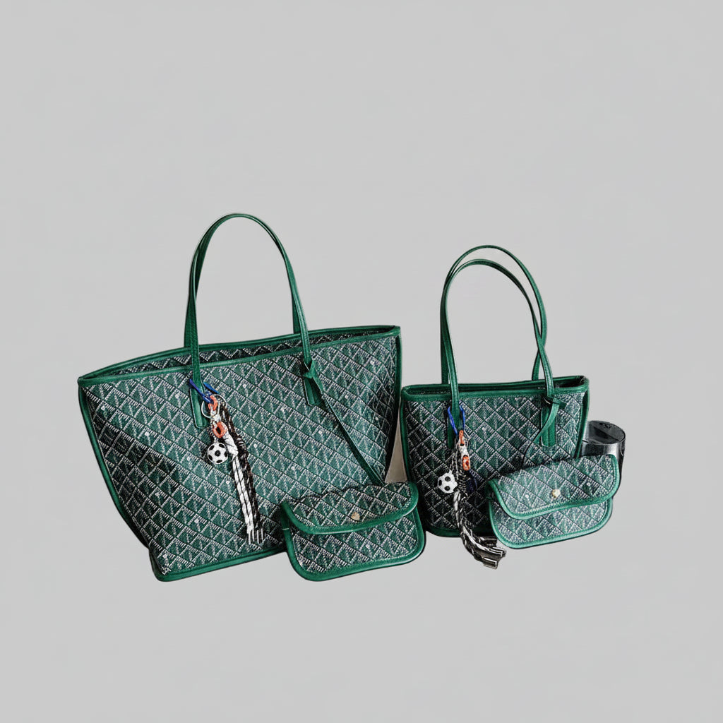 Large Capacity PU Zipper Portable Tote Bag Polyester New Casual Commuting Fashionable Simple Shoulder European American .1807