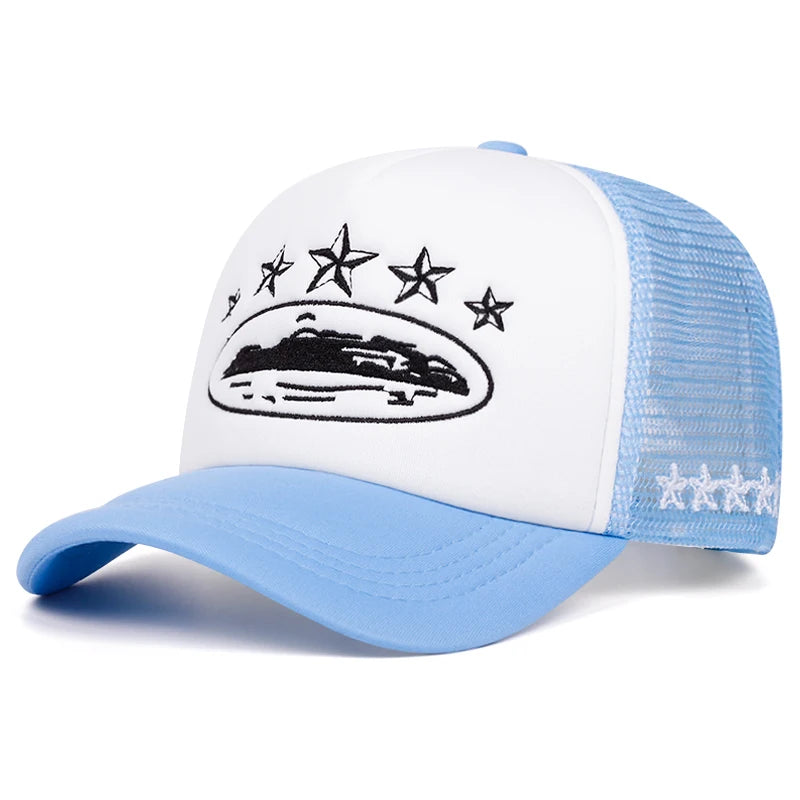 2025 New Five Star Embroidered Men's Trendy Baseball Hat Hip Hop Hat Women's Outdoor Sports Leisure Sunshade Hat Cotton Mesh Hat