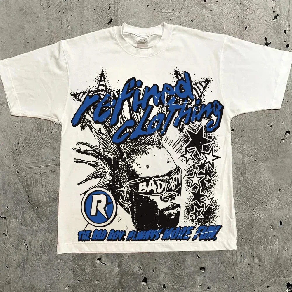 Harajuku Oversized Graphic T-Shirt Y2K High Street pro Choice Vintage Streetwear Casual O-Neck Cotton Top for Men Women