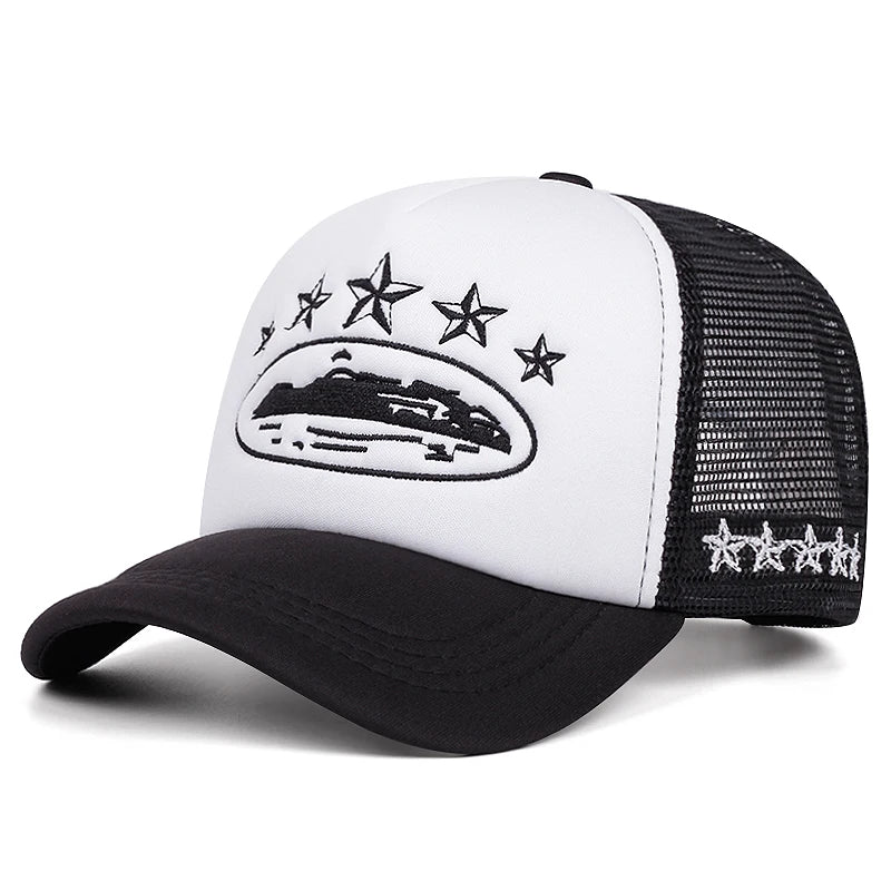 2025 New Five Star Embroidered Men's Trendy Baseball Hat Hip Hop Hat Women's Outdoor Sports Leisure Sunshade Hat Cotton Mesh Hat