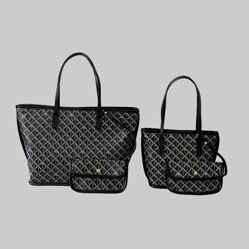 Large Capacity PU Zipper Portable Tote Bag Polyester New Casual Commuting Fashionable Simple Shoulder European American .1807