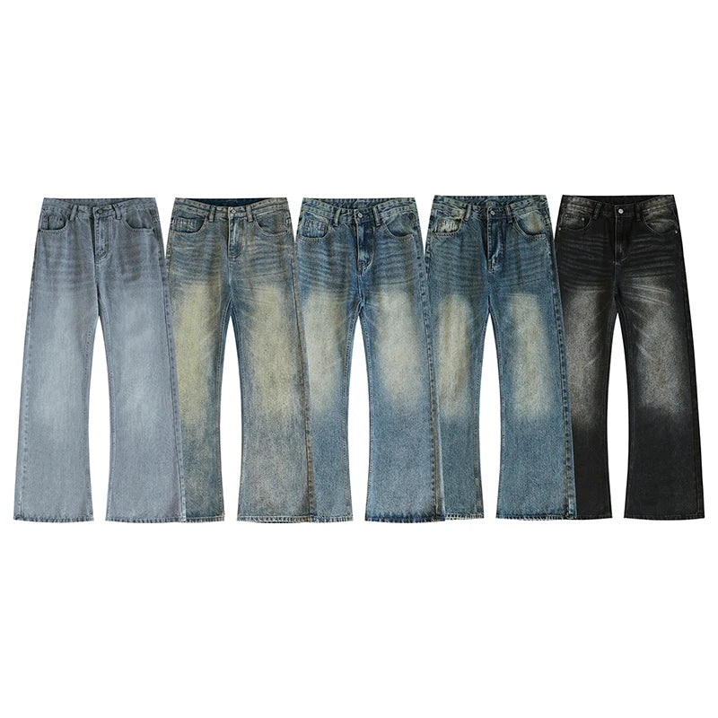2025 New Autumn Street Men's Loose Micro-flared Pants Korean Style Hip-hop Y2K Whiskered Straight Wide-leg Pants in 5 Colors