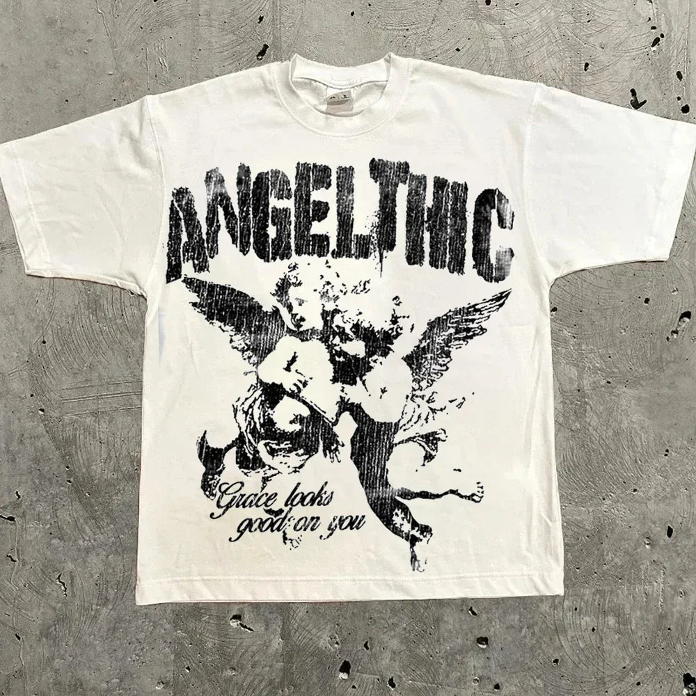 Harajuku Oversized Graphic T-Shirt Y2K High Street pro Choice Vintage Streetwear Casual O-Neck Cotton Top for Men Women