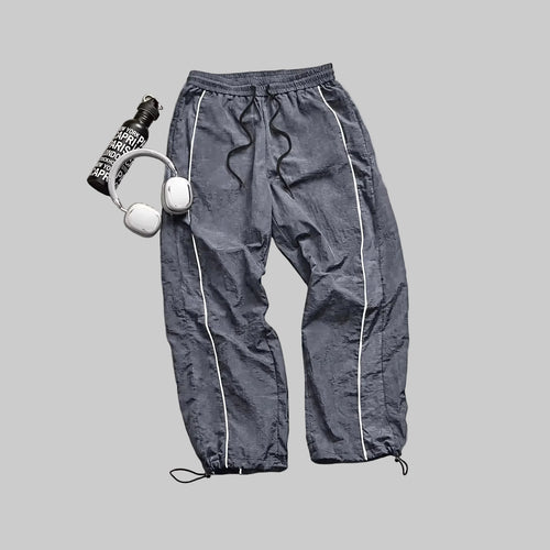 2026 New Style Men's Casual Sports Pants Striped Loose Fit High Waist Standard European Size Couple Matching Long Trousers