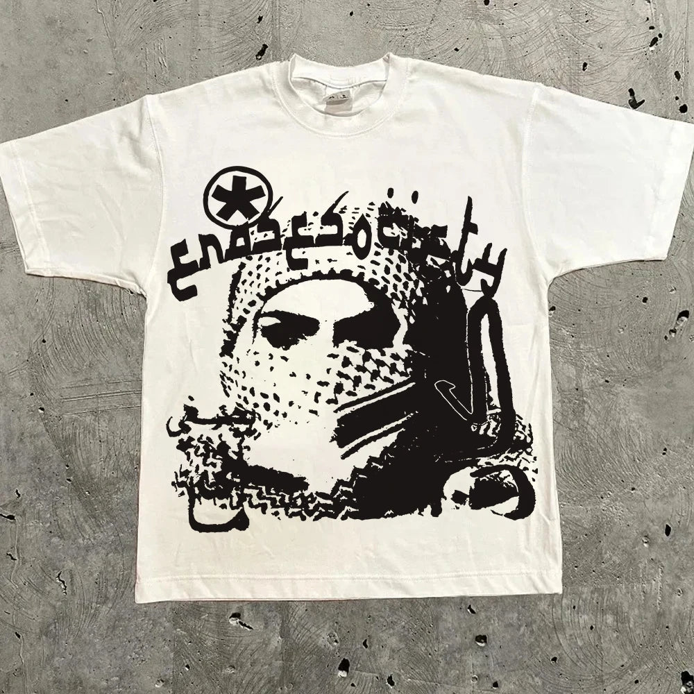 Harajuku Oversized Graphic T-Shirt Y2K High Street pro Choice Vintage Streetwear Casual O-Neck Cotton Top for Men Women