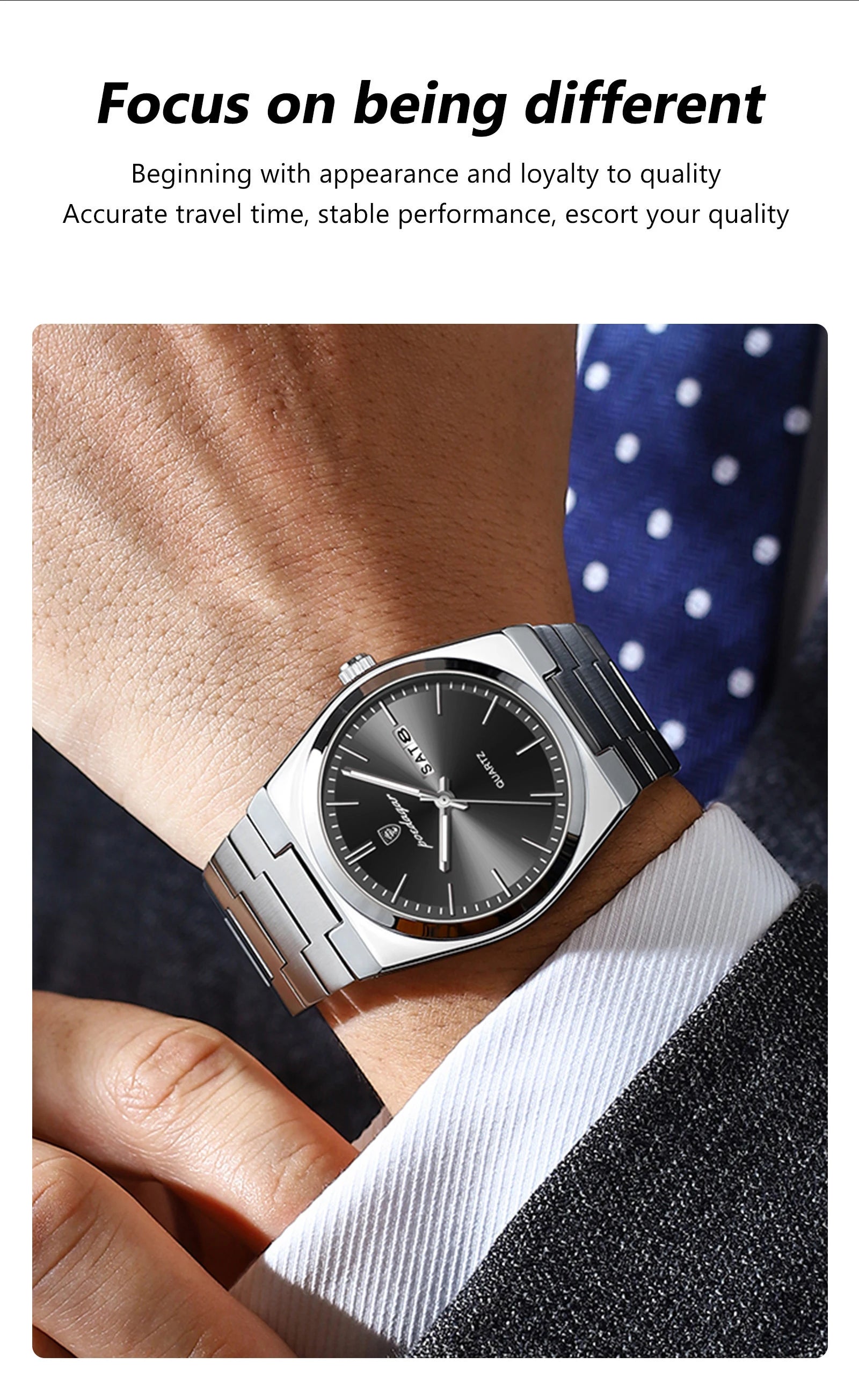POEDAGAR Luxury Men's Quartz Wristwatch Waterproof Luminous Date Week Man Watch Stainless Steel Business Fashion Watches For Men