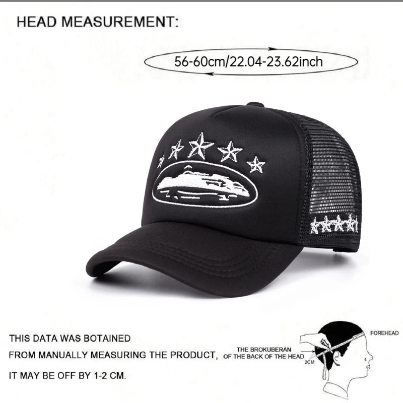 2025 New Five Star Embroidered Men's Trendy Baseball Hat Hip Hop Hat Women's Outdoor Sports Leisure Sunshade Hat Cotton Mesh Hat