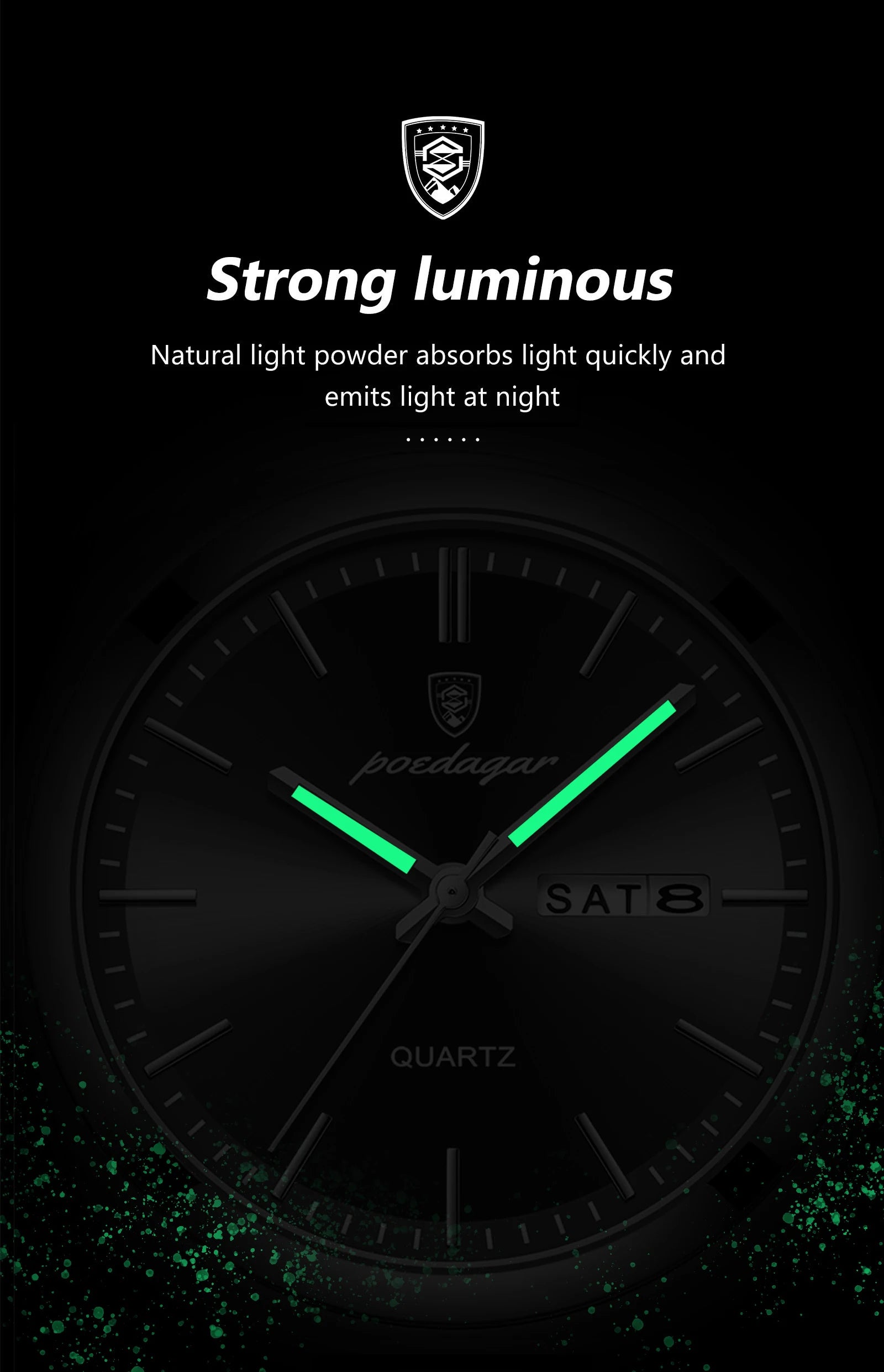 POEDAGAR Luxury Men's Quartz Wristwatch Waterproof Luminous Date Week Man Watch Stainless Steel Business Fashion Watches For Men