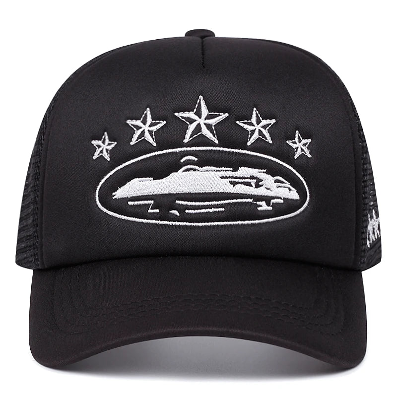 2025 New Five Star Embroidered Men's Trendy Baseball Hat Hip Hop Hat Women's Outdoor Sports Leisure Sunshade Hat Cotton Mesh Hat