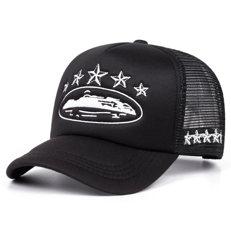 2025 New Five Star Embroidered Men's Trendy Baseball Hat Hip Hop Hat Women's Outdoor Sports Leisure Sunshade Hat Cotton Mesh Hat