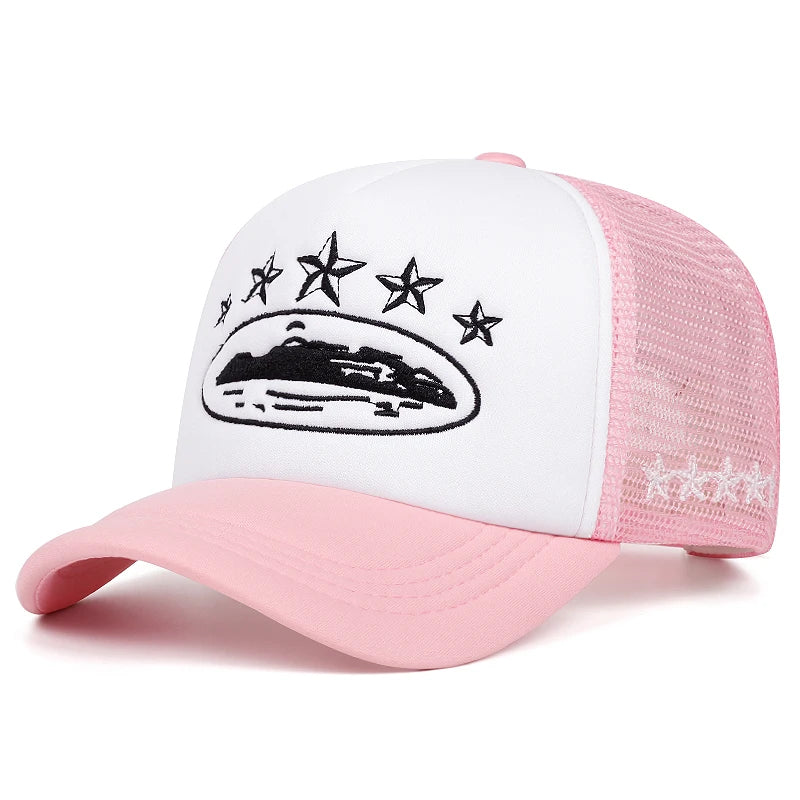 2025 New Five Star Embroidered Men's Trendy Baseball Hat Hip Hop Hat Women's Outdoor Sports Leisure Sunshade Hat Cotton Mesh Hat