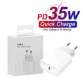 35W PD USB-C Fast Travel Charger For iPhone 17 Air 16 15 14 13 12 11 Pro Max XS XR Samsung EU Plug Quick Charger With Retail Box