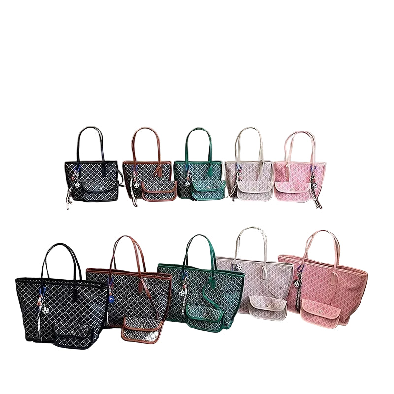 Large Capacity PU Zipper Portable Tote Bag Polyester New Casual Commuting Fashionable Simple Shoulder European American .1807